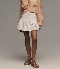 Saylor - PIPPI DAISY EYELET DENIM MINI SKIRT