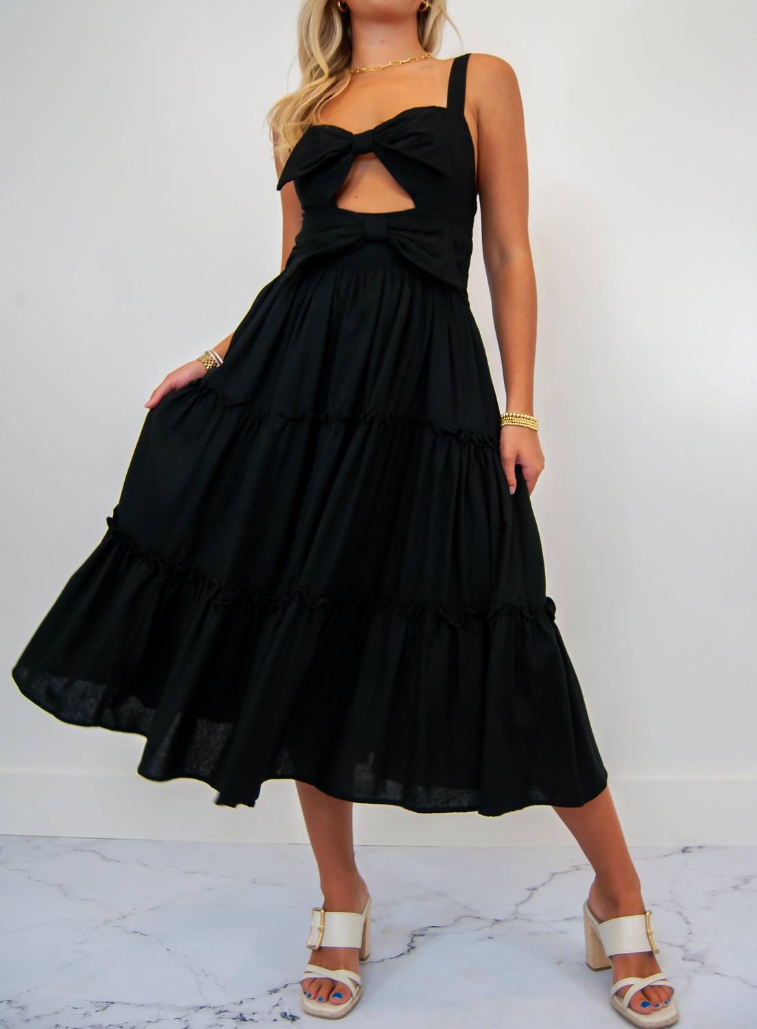 So Me - Cut Out Bow Tiered Dress