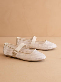 Oasis Society - Women's Gem Embellished Mesh Mary Jane Flat