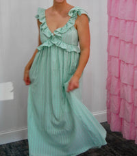 Meet Me In Santorini - Evangeline Striped Maxi Dress With Ruffle Detailing