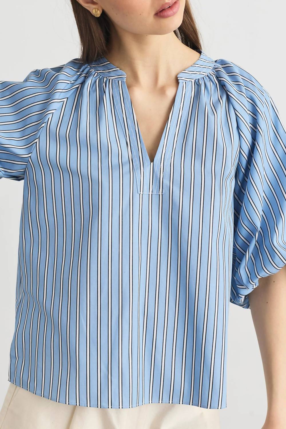 Tanya Taylor - Marine V Neck Balloon Sleeves Top