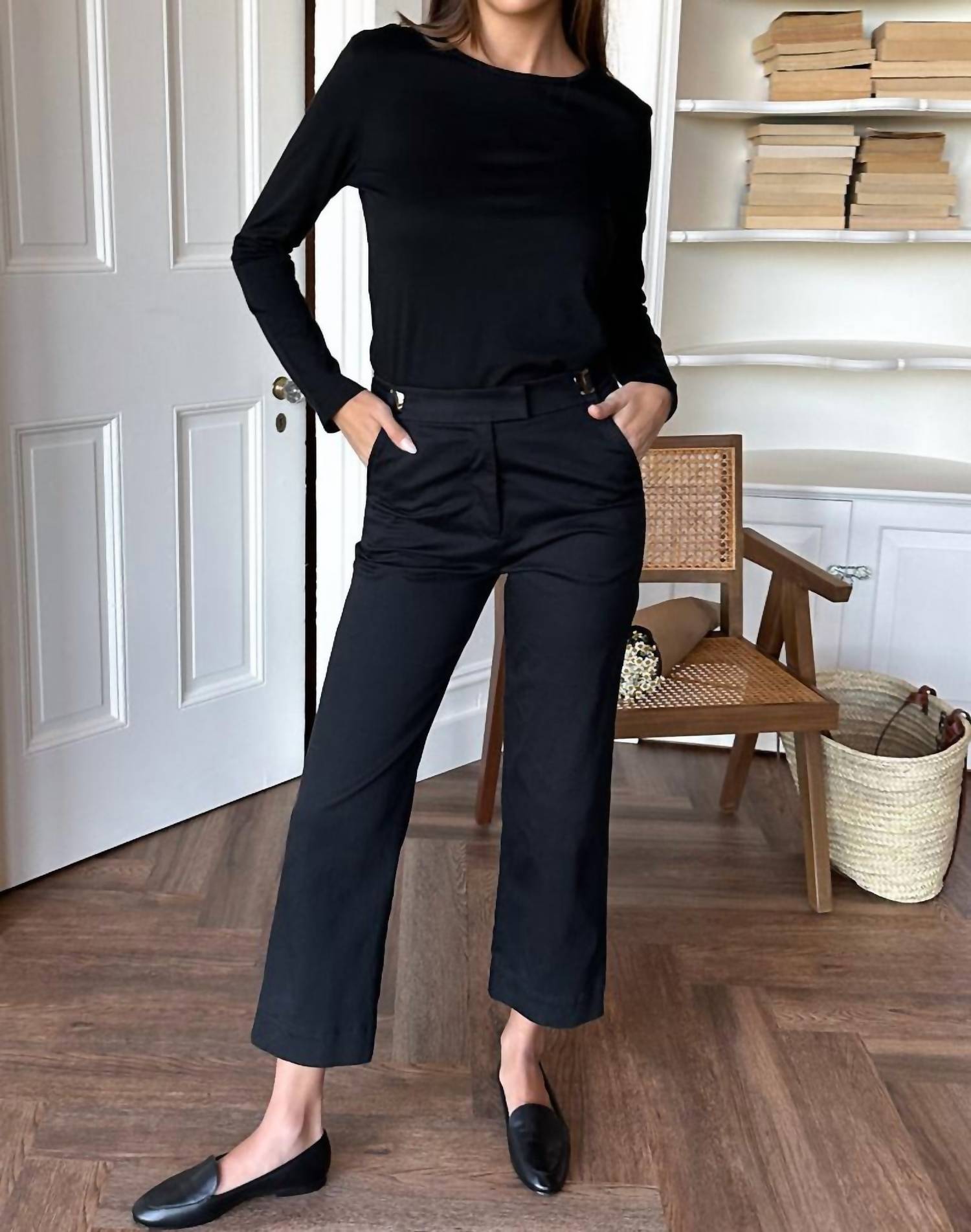 EMERSON FRY Essential Black Twill Pant - women's pants