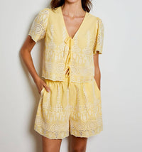 DESIGN HISTORY EYELET BLOUSE in summer solstice cbo - women's blouse