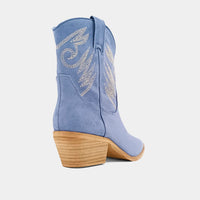 SHU SHOP Women's Zahara Block Heel Western Boot in denim - women's shoe - view 4