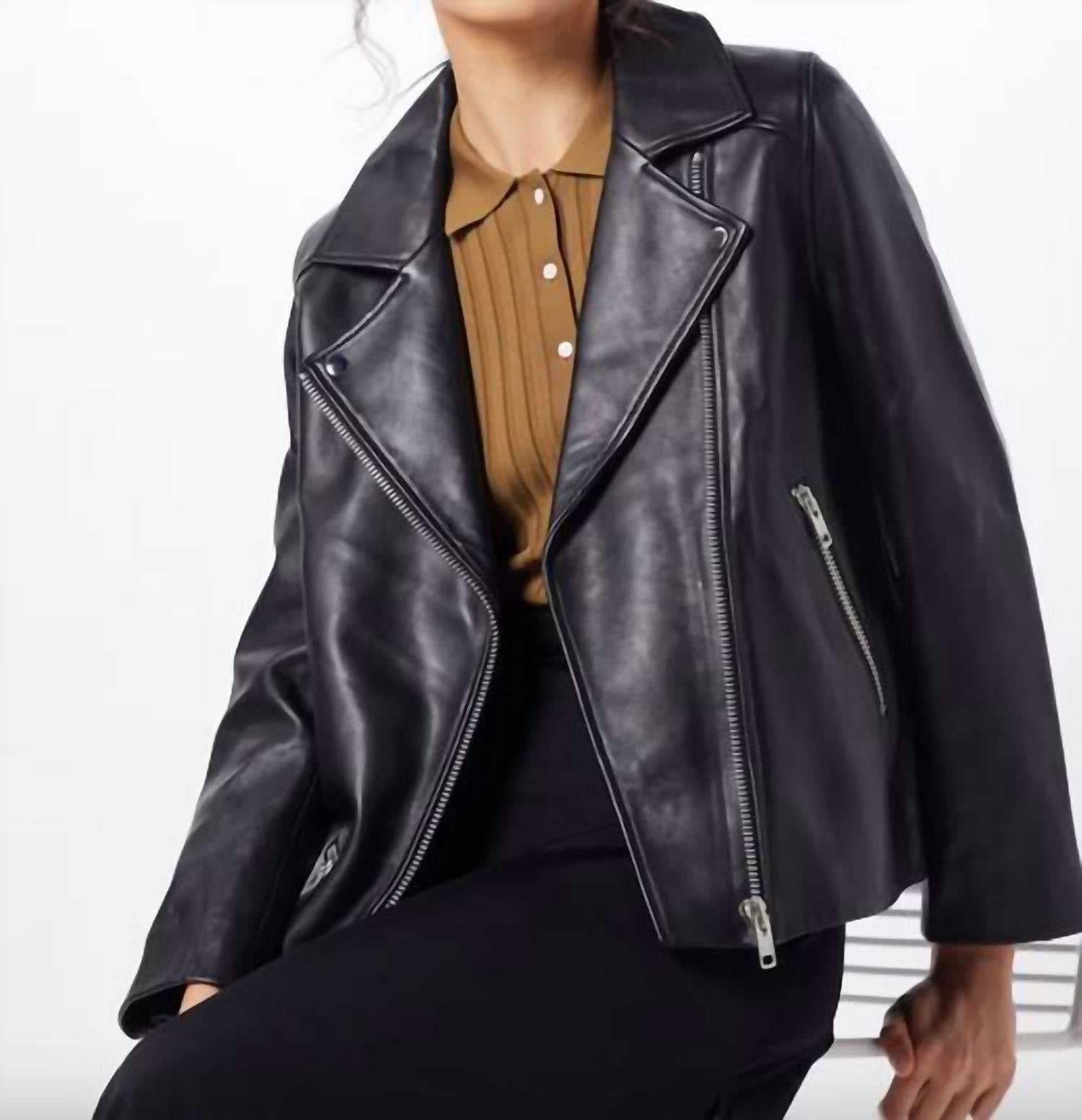 SAMSOE Women's Welter Leather Jacket in black - women's jacket