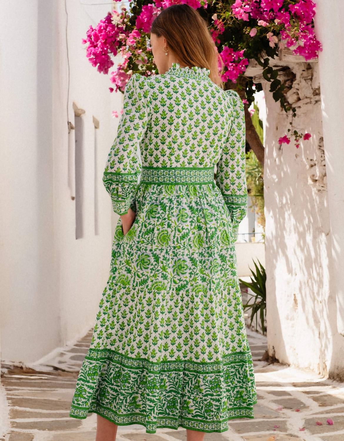 PINK CITY PRINTS Women's Gemma Dress in green - women's dress - detail view