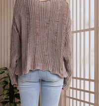 ADORA Mineral Wash Loose Knit Pullover Sweater in mocha - women's sweater - detail view