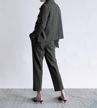 Psophia Tailored Straight Pants in olive kaki - women's pants - detail view