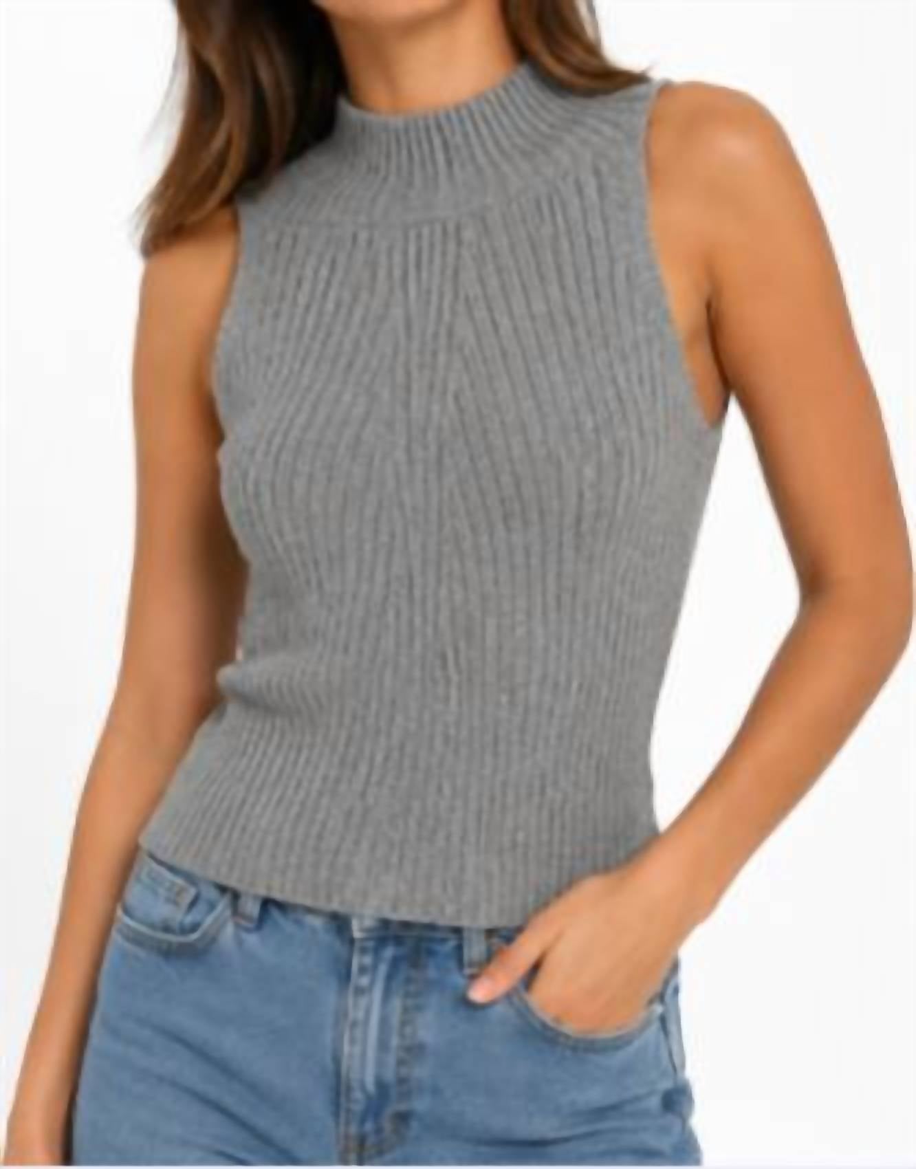 Red Haute - Marl Rib Mock Neck Top