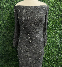 Jovani - Three Quarter Sleeve Embellished Dress