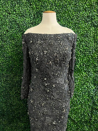 Jovani - Three Quarter Sleeve Embellished Dress
