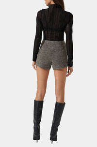 ASTR Rivka High Waist Shorts in taupe grey - women's shorts - detail view