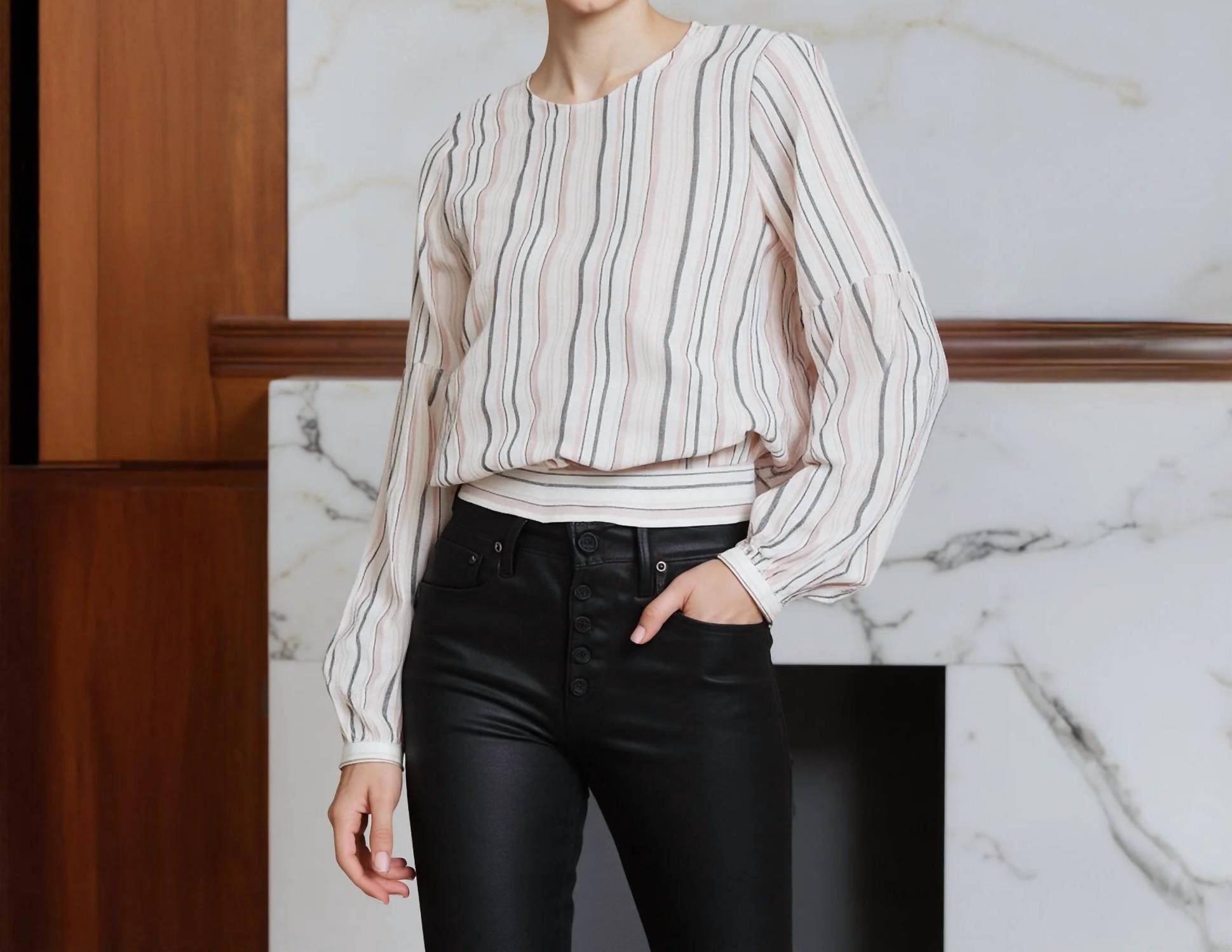 Robin K - Women's Tie Back Long Sleeve Top