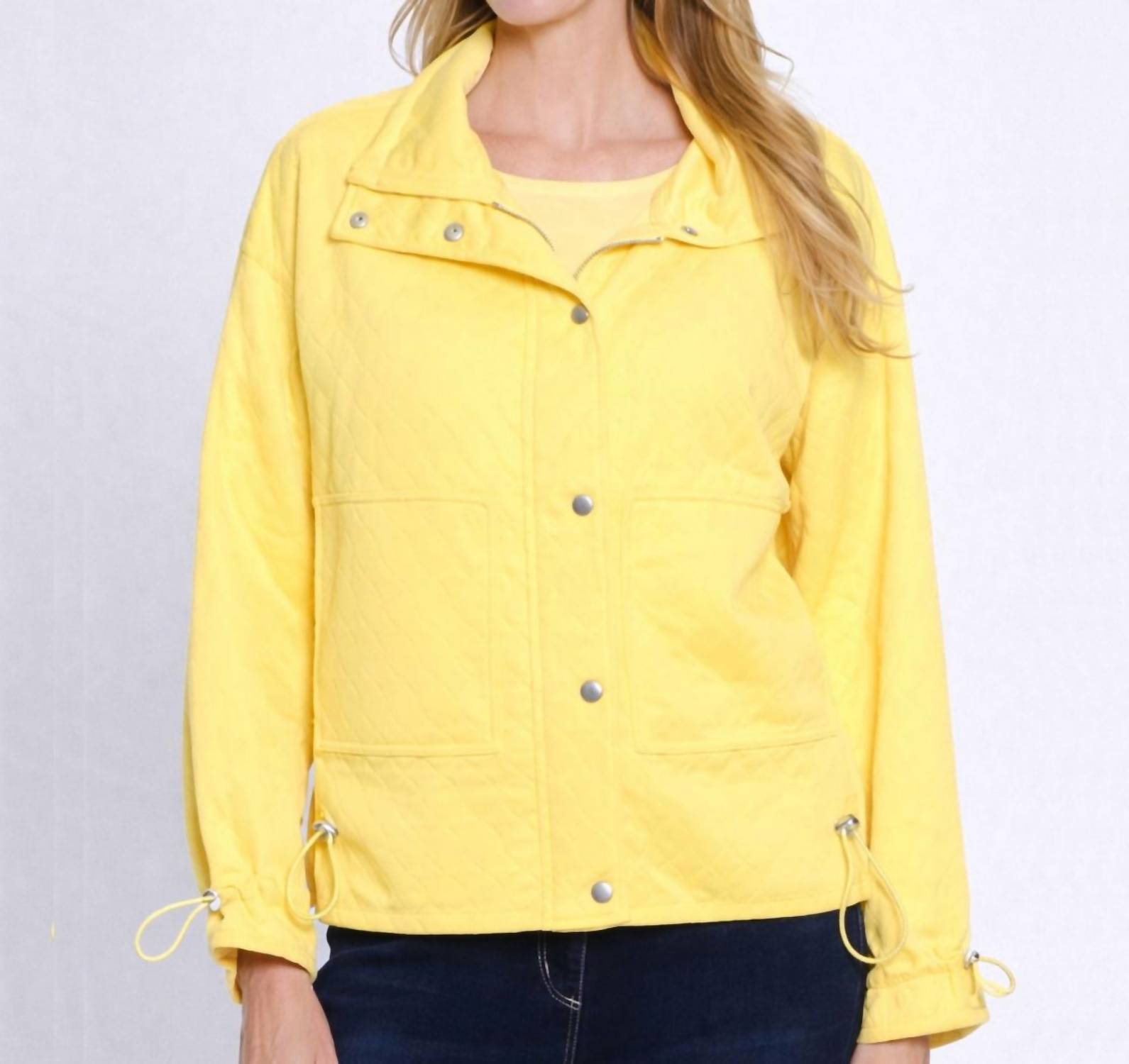 Multiples Long Sleeve Snap Front Jacket in daffodil - women's jacket