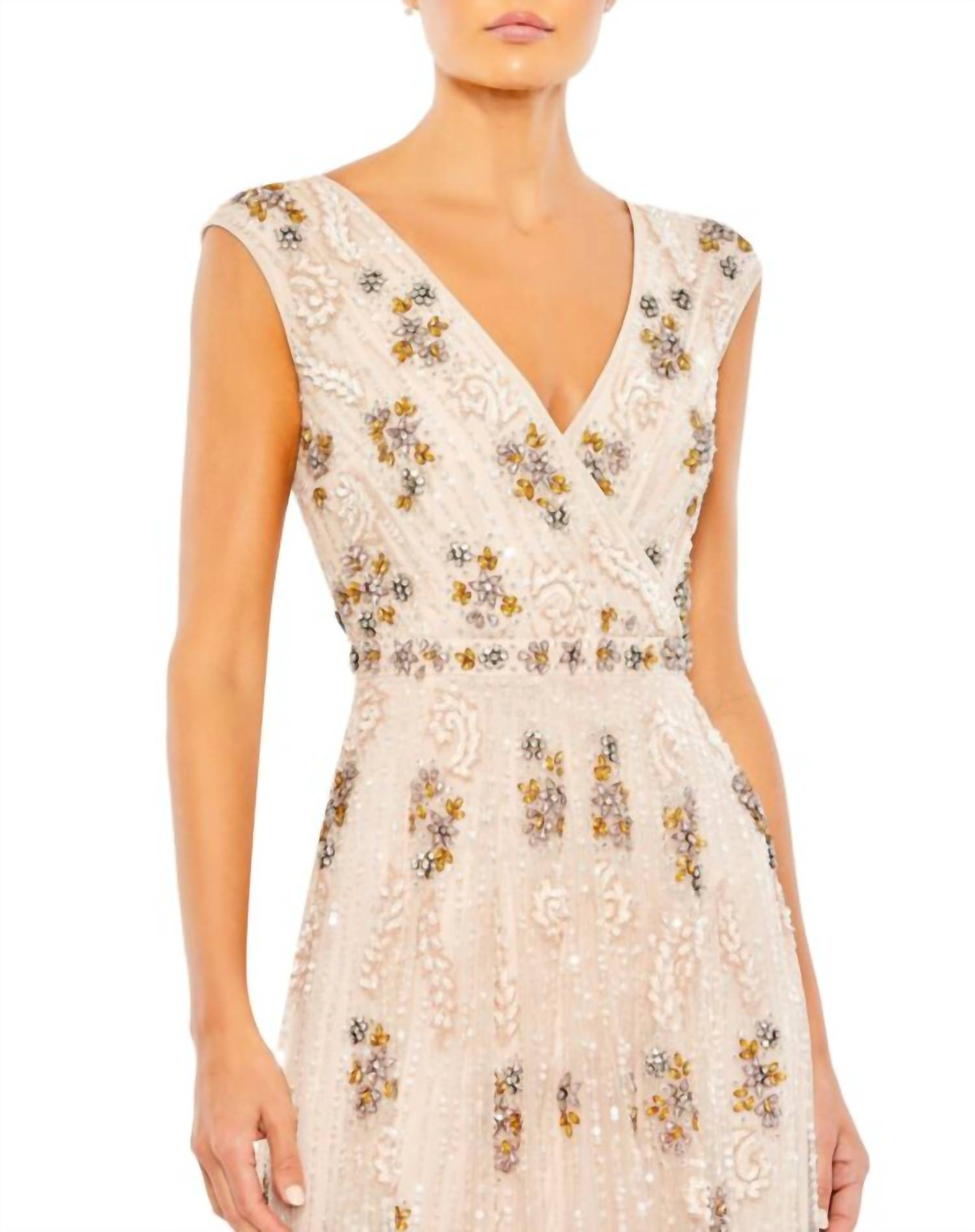 Mac Duggal - Cap Sleeve Embellished Dress