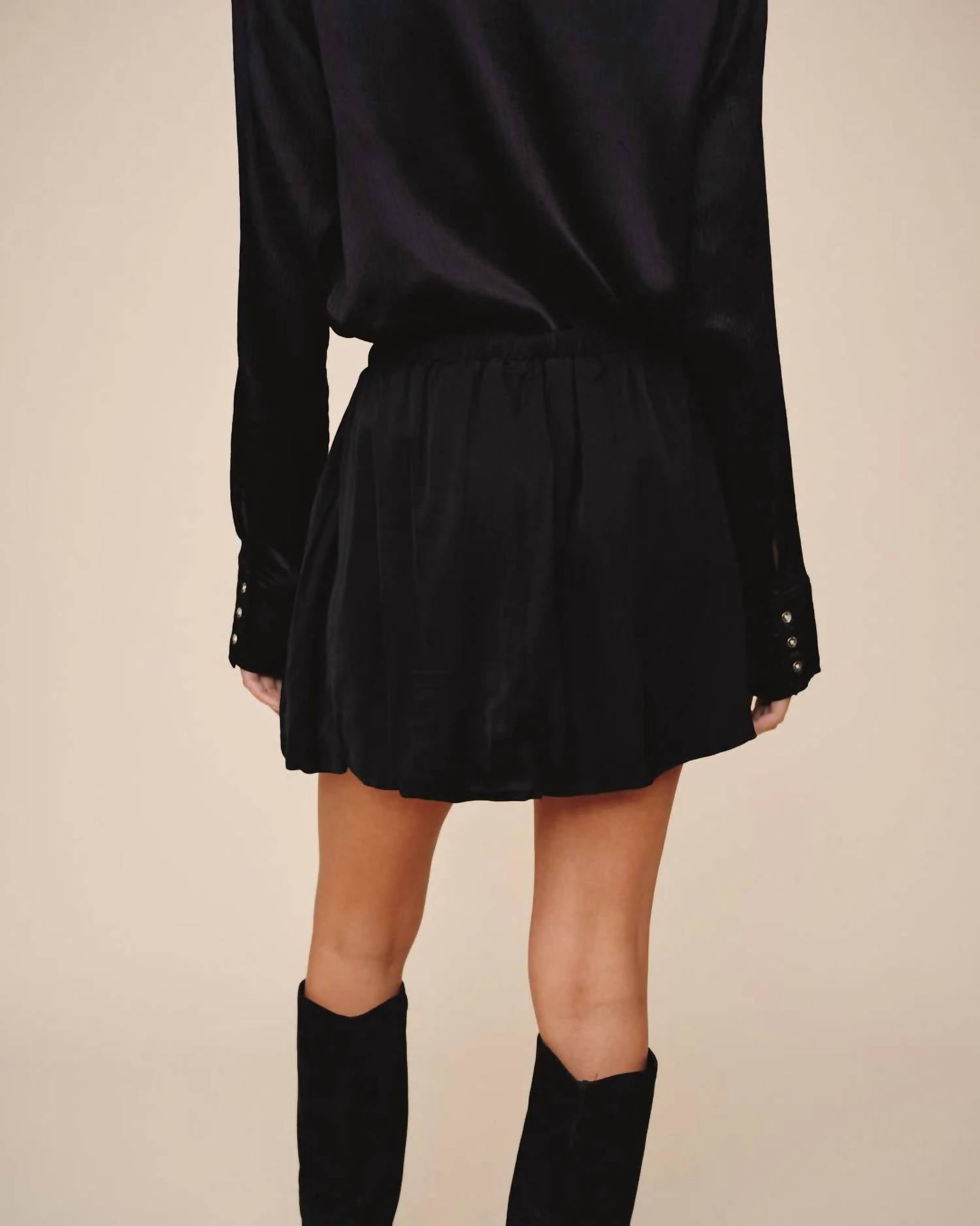 Bella Dahl Soft Bubble Skirt in black 1 - women's skirt - detail view