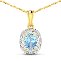 Diana M Jewels Women's Oval Natural Aquamarine Pendant Necklace (1.31 Ct) - Petite in 14k yellow gold - women's jewelry