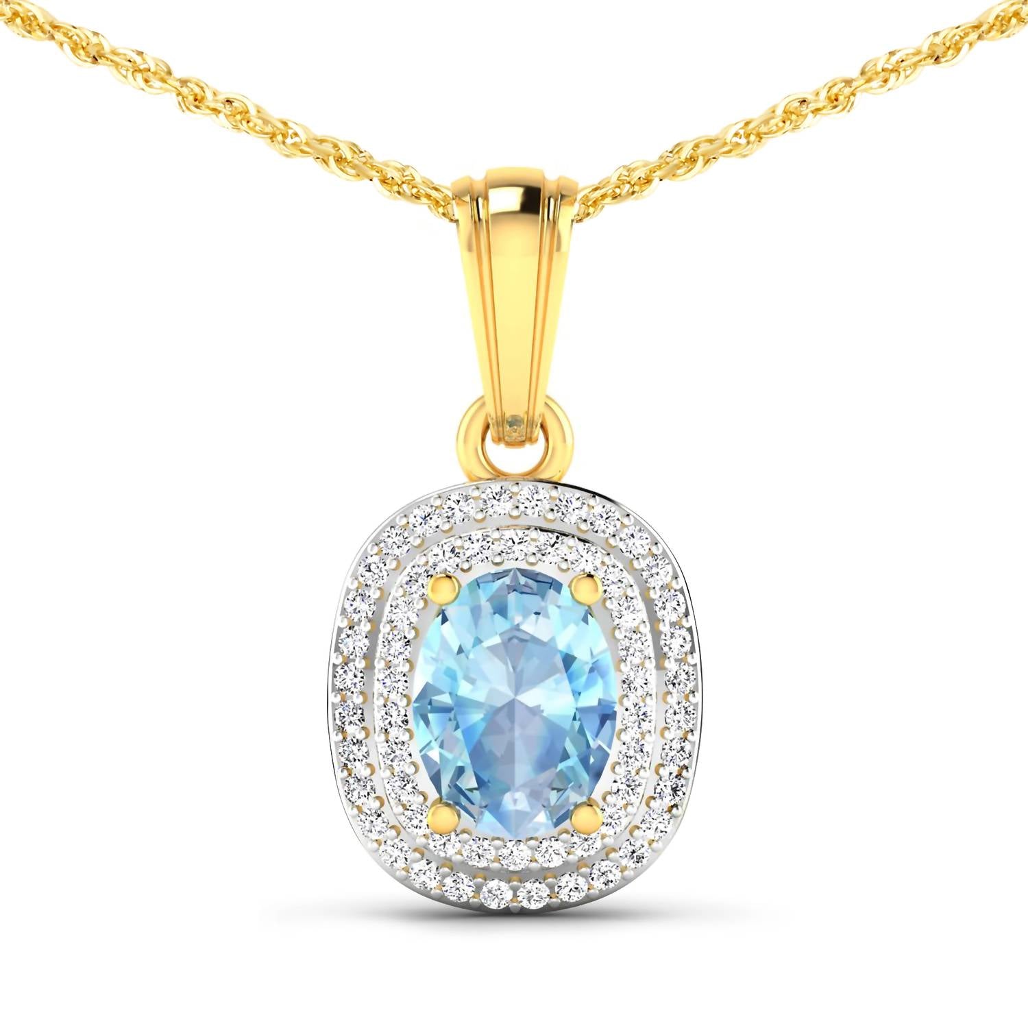 Diana M Jewels Women's Oval Natural Aquamarine Pendant Necklace (1.31 Ct) - Petite in 14k yellow gold - women's jewelry