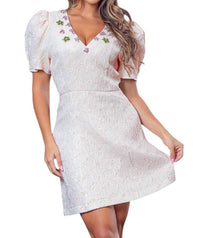 A.Peach - Diana Jewel Neck Mini Jacquard Dress