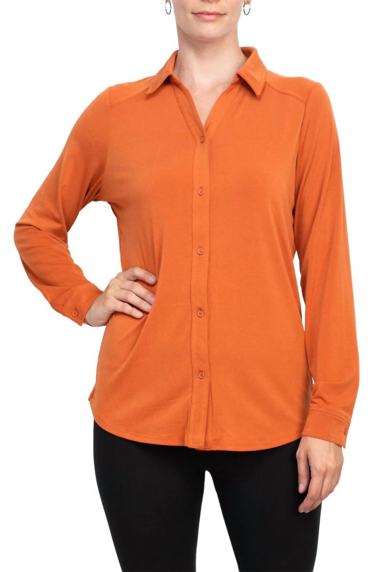 Adrianna Papell - Collared Button Front Moss Crepe Shirt