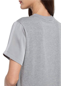 Lysse Aline Crew Neck Mix Media Top in dark heather grey - women's blouse - view 5