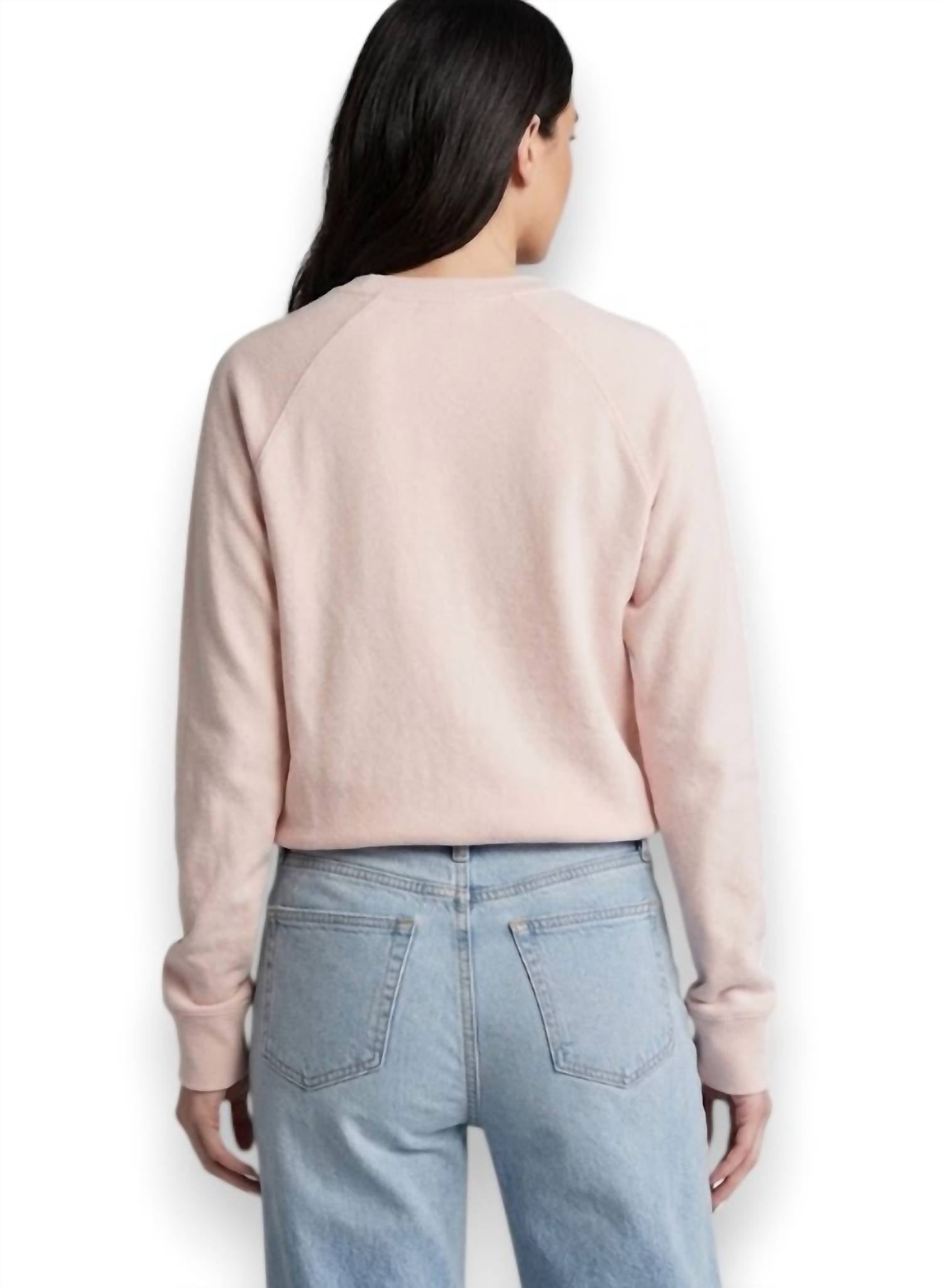 Faherty Sunwashed Slub Crewneck Top in peach whip - women's long sleeve top - alternate view