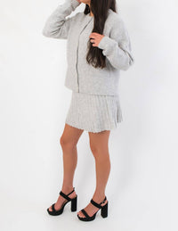 Idem Ditto Livia Button Up Sweater Skirt Set in grey - women's skirt - alternate view