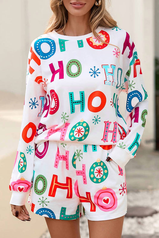 Little Daisy Closet - Ho Ho Ho Christmas Fashion Print Graphic Short Set