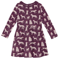 Kickee - Girls' Bamboo Print Long Sleeve Twirl Dress