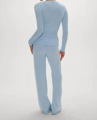 Frankies Bikinis Dawson Knit Fold Over Pants in daydream - women's pants - detail view