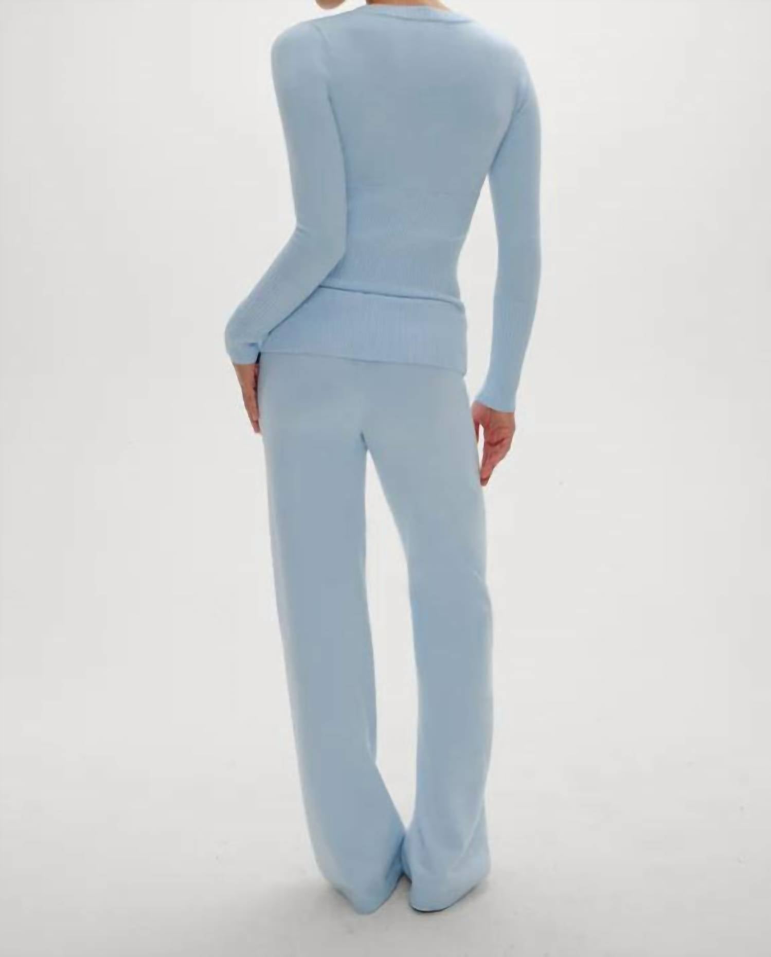 Frankies Bikinis Dawson Knit Fold Over Pants in daydream - women's pants - detail view