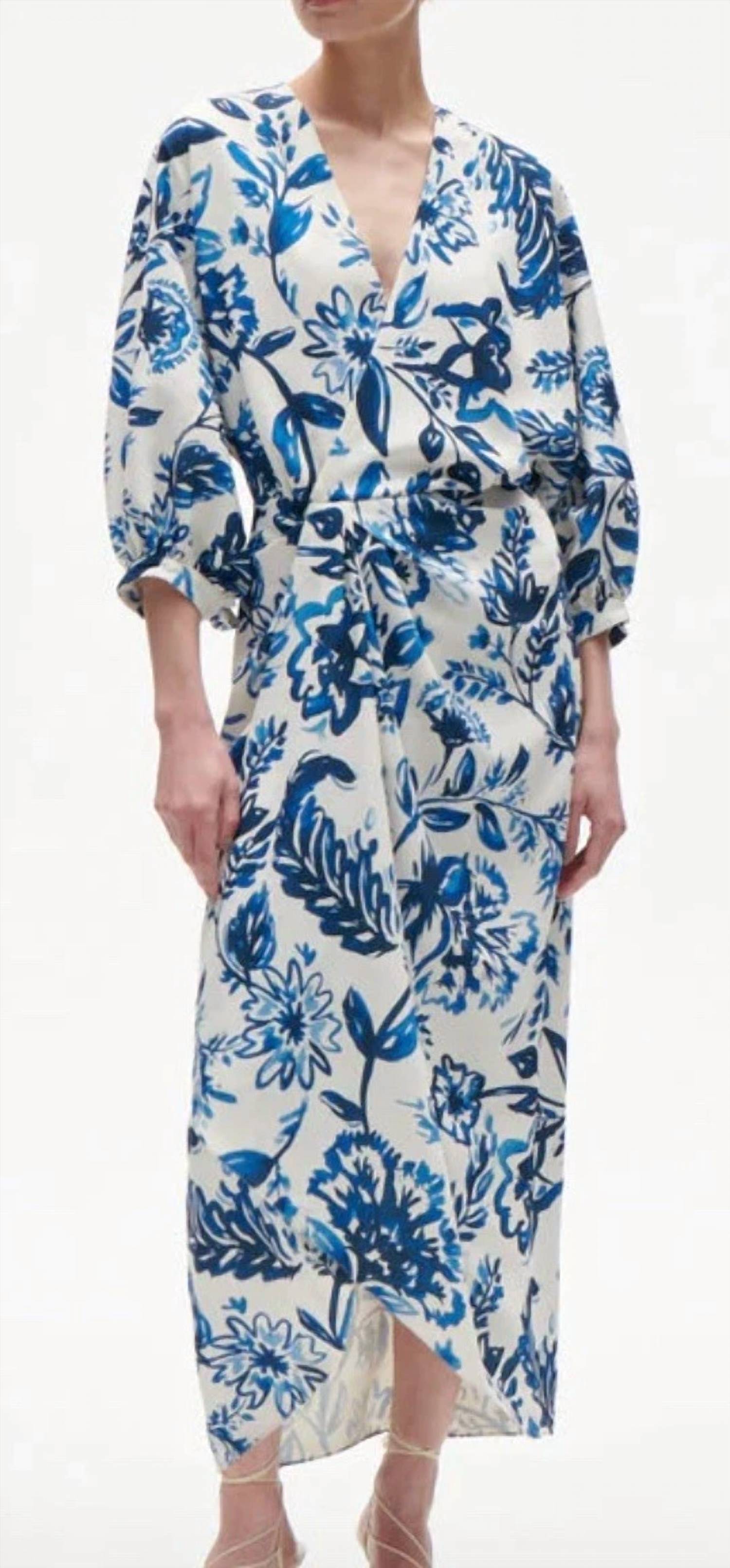 FIGUE Women's Blanche Dress in porcelain floral blue - women's dress