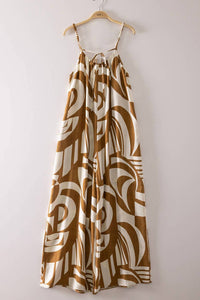 Very J - Womem's Sleeveless Oversized Abstract Print Jumpsuit