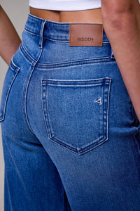 HIDDEN Cuffed High Rise Wide Leg Jean in medium wash - women's jeans - view 7