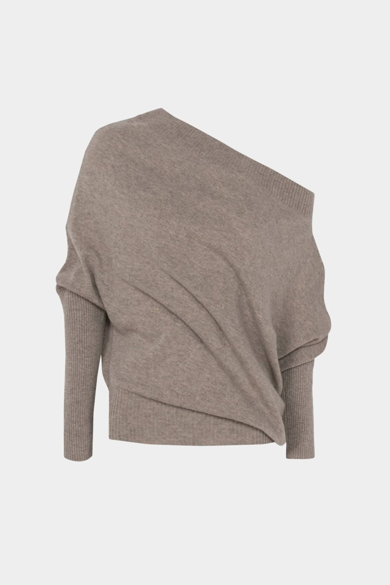 Cordera Merino Wool Off Shoulder Sweater in taupe - women's sweater - view 4