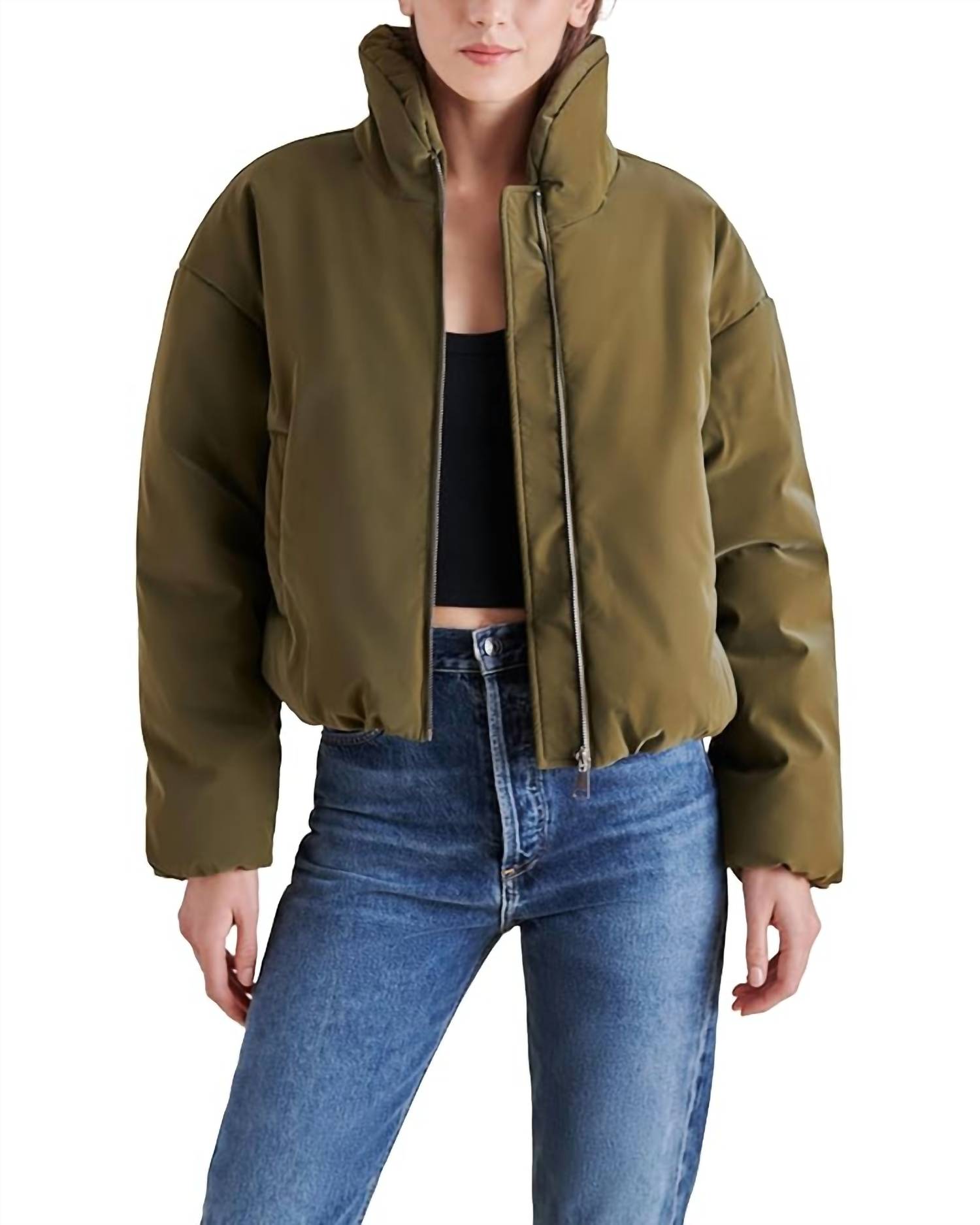 STEVE MADDEN Stratton Zip Jacket in olive - women's jacket
