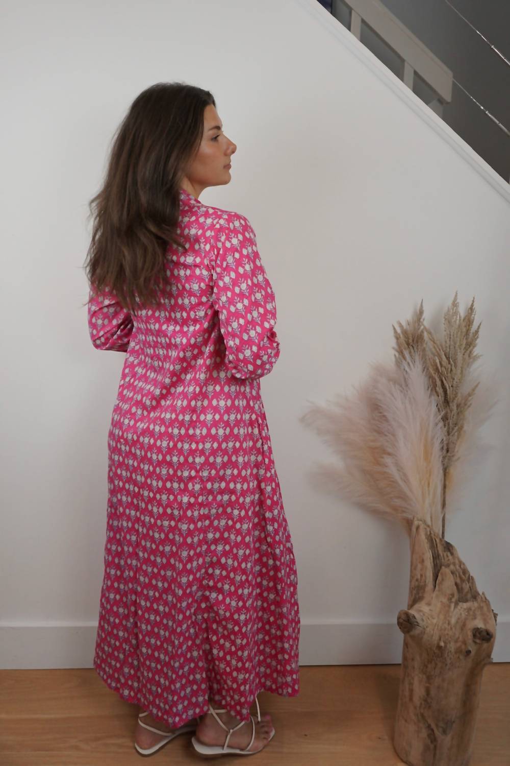 NIBI Daphne Maxi Dress in hot pink - women's dress - alternate view