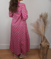 NIBI Daphne Maxi Dress in hot pink - women's dress - detail view