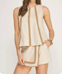 Strut & Bolt - Emily Whipstitch Crochet Linen Top & Skort Set