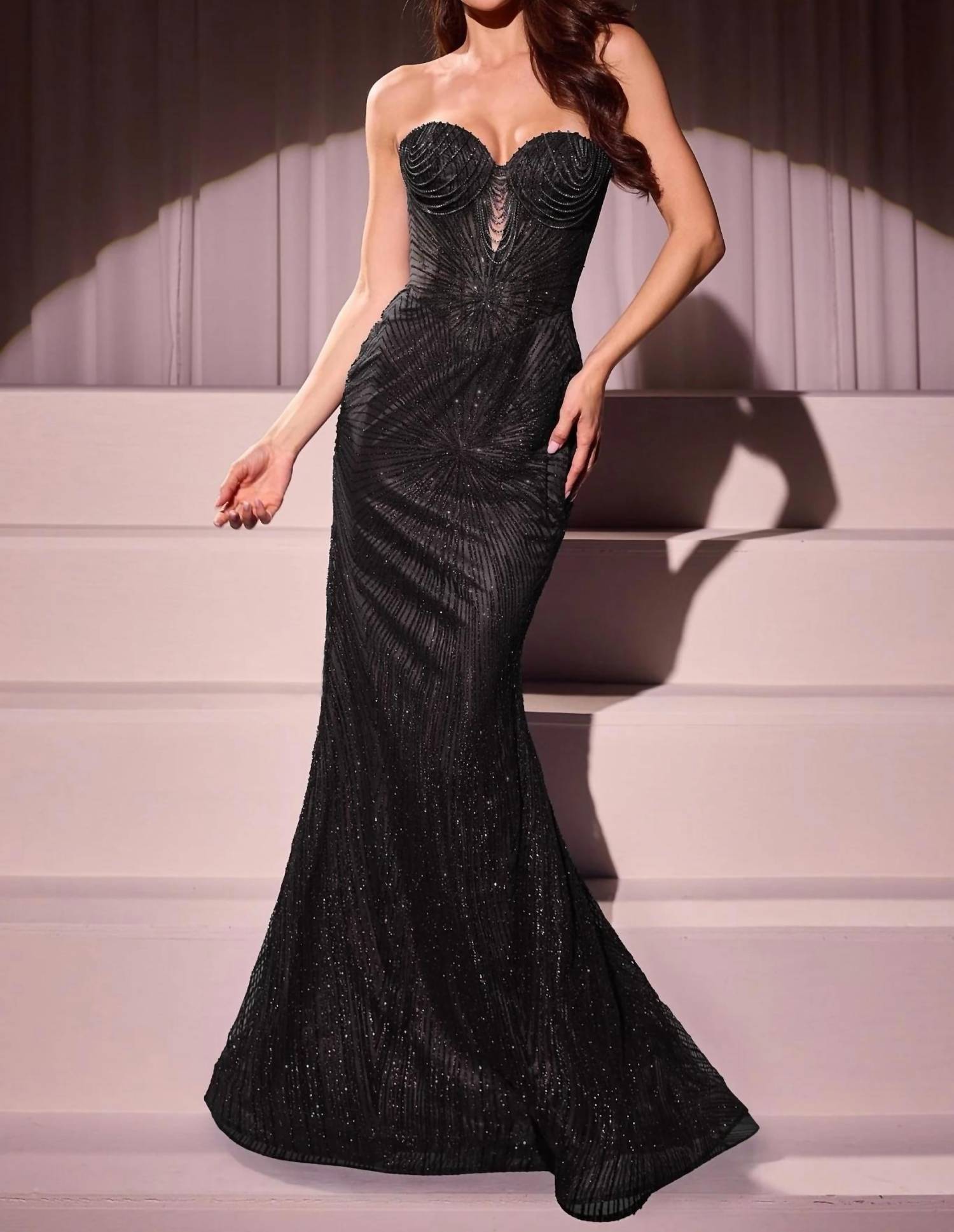 Ladivine - Basque Waist Illusion Bodice Dress