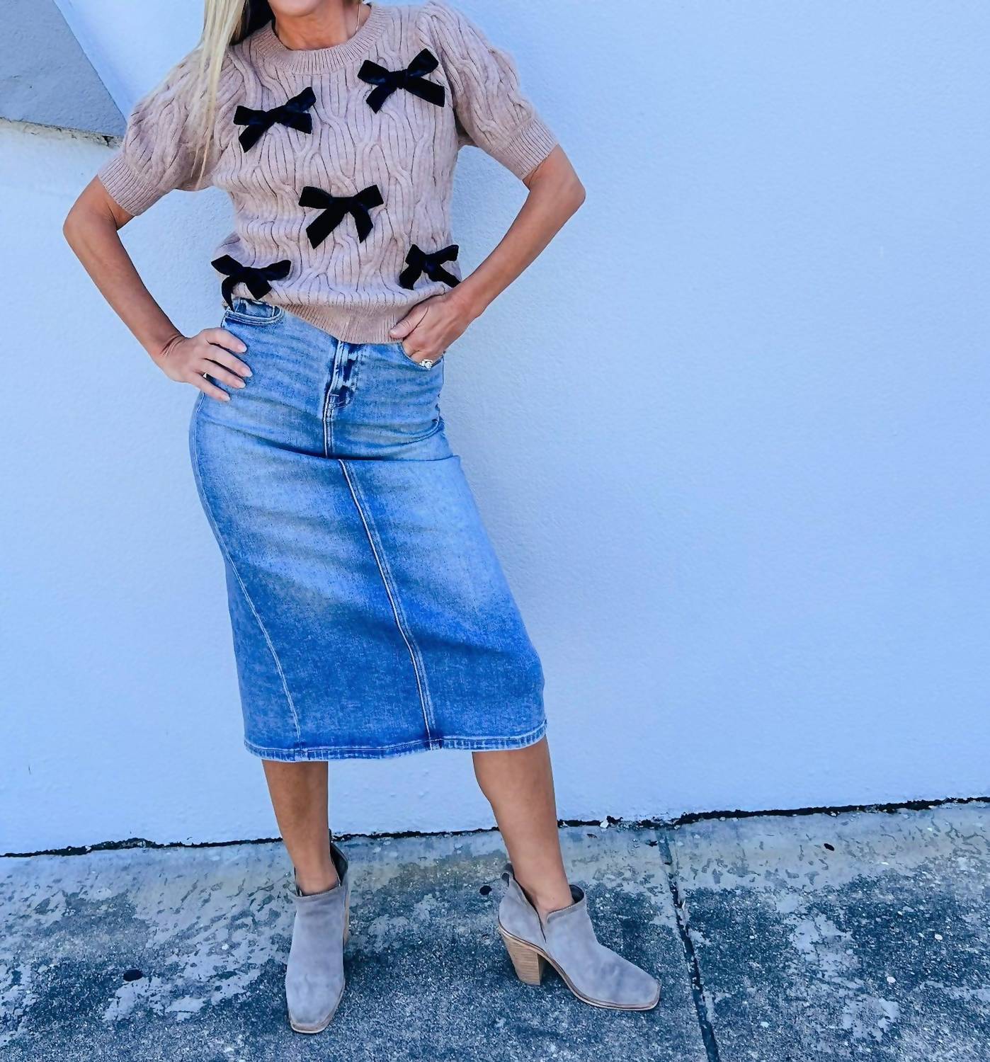 Hidden - Peyton Backslit Midi Pencil Skirt