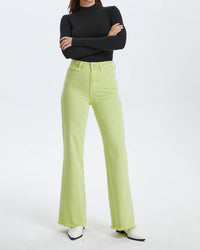 Bayeas Stella High Rise Wide Leg Jeans in pistachio - women's jeans - detail view
