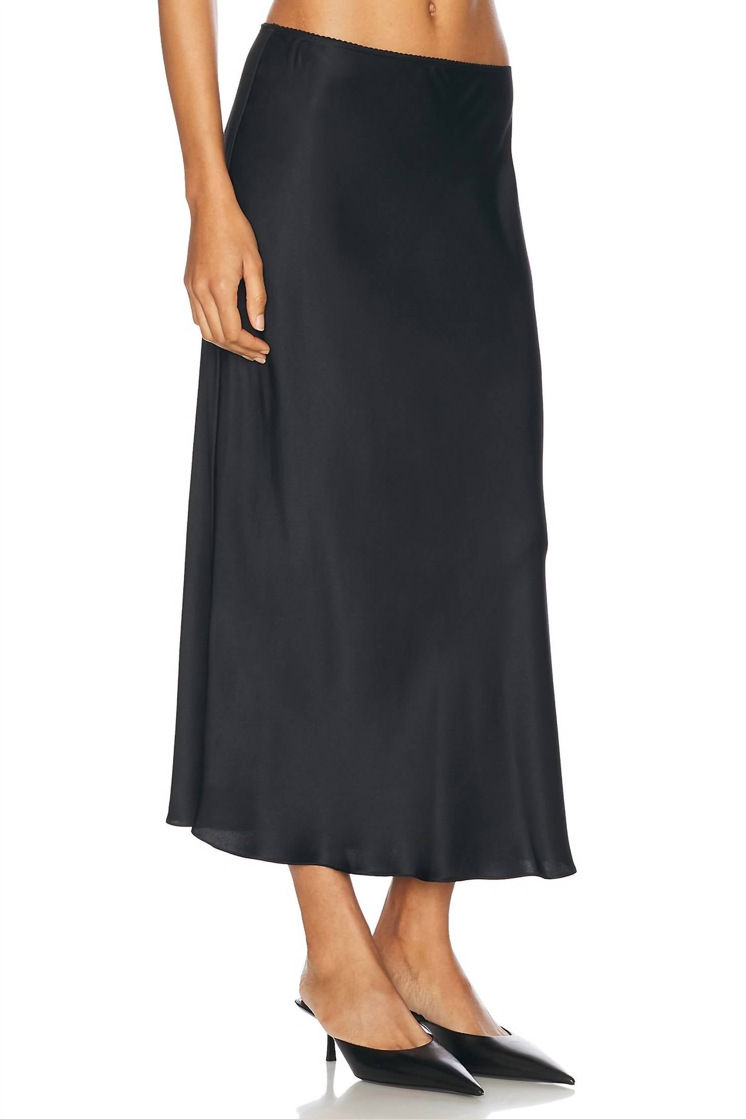 SABLYN Miranda Scallop Trim Bias Cut Pull On Midi Skirt in black - women's skirt - view 6