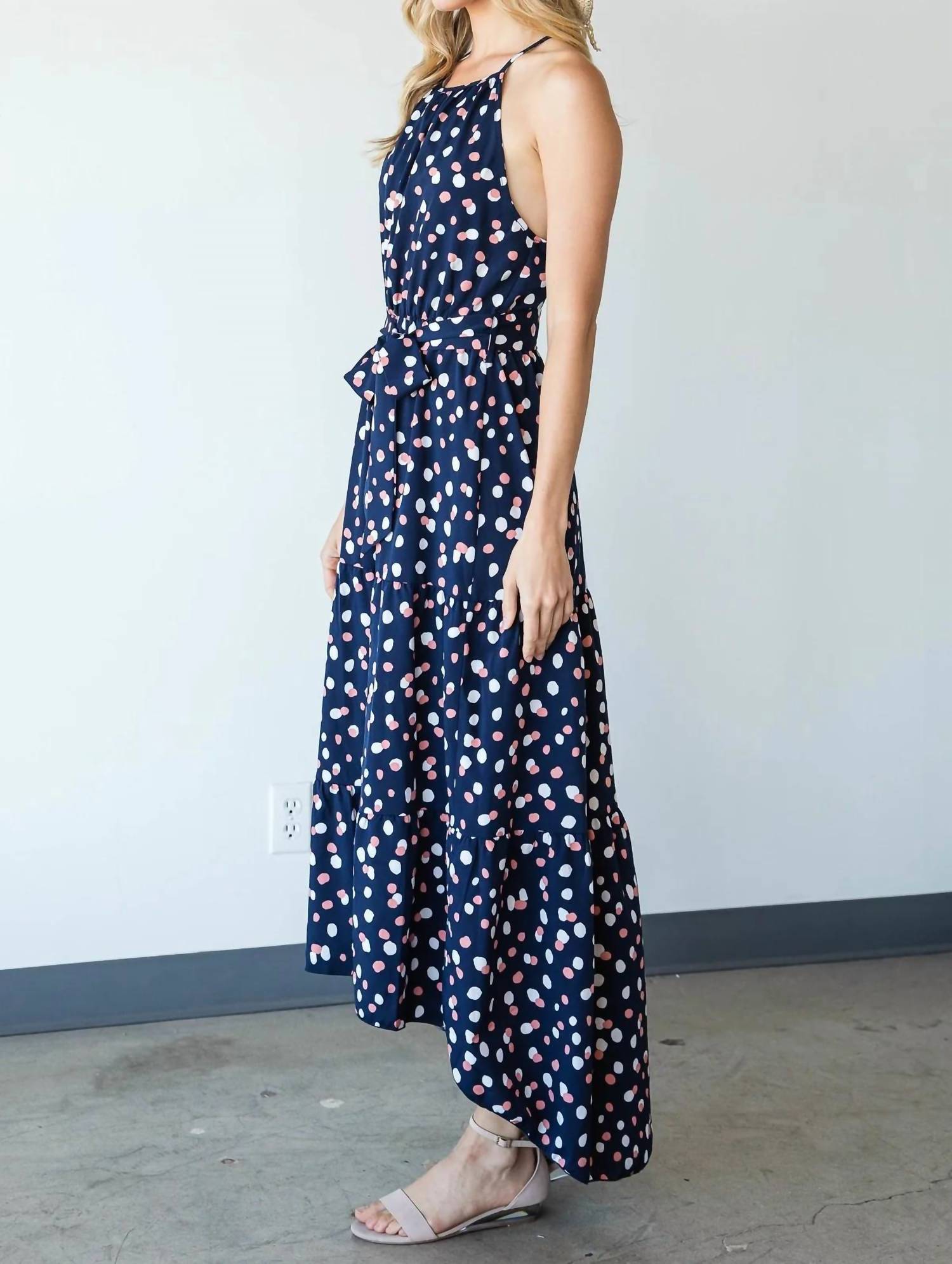 Cy Fashion - Happy Polka Dot Halter Maxi Dress