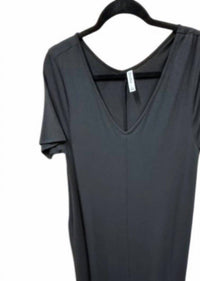 Zenana - Women's V Neck Long Tee Dress