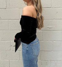 Astr - Salem Velvet Off Shoulder Top