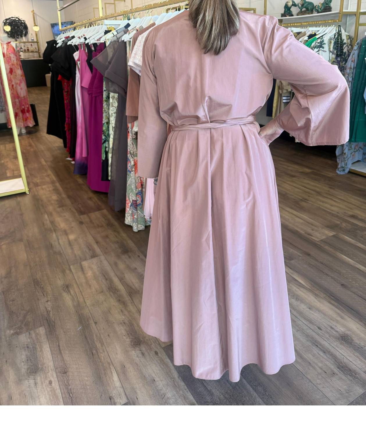 forte forte Chic Taffeta Maxi Dress in mousse - women's dress - alternate view