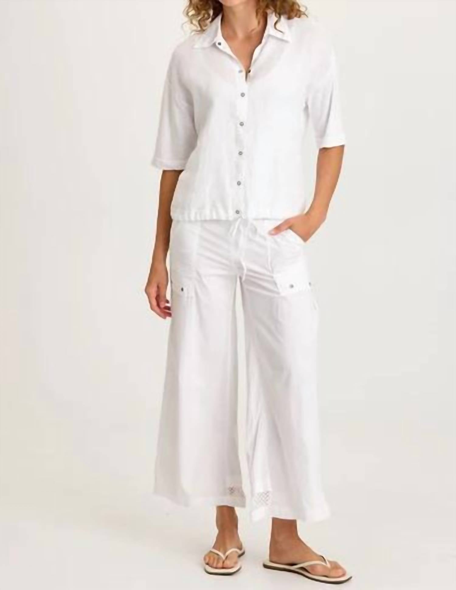 Xcvi - Roel Poplin Mesh Gaucho Crop Pants