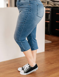 Judy Blue Cool Denim Pull On Non Distressed Capri Jeans in blue - women's pants - view 6