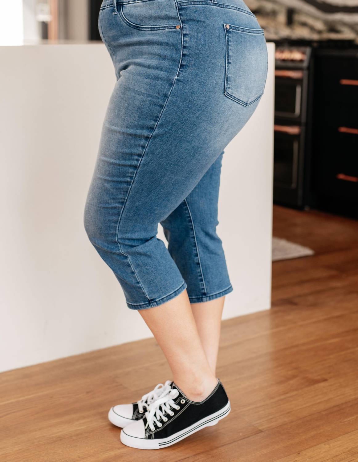 Judy Blue Cool Denim Pull On Non Distressed Capri Jeans in blue - women's pants - view 6